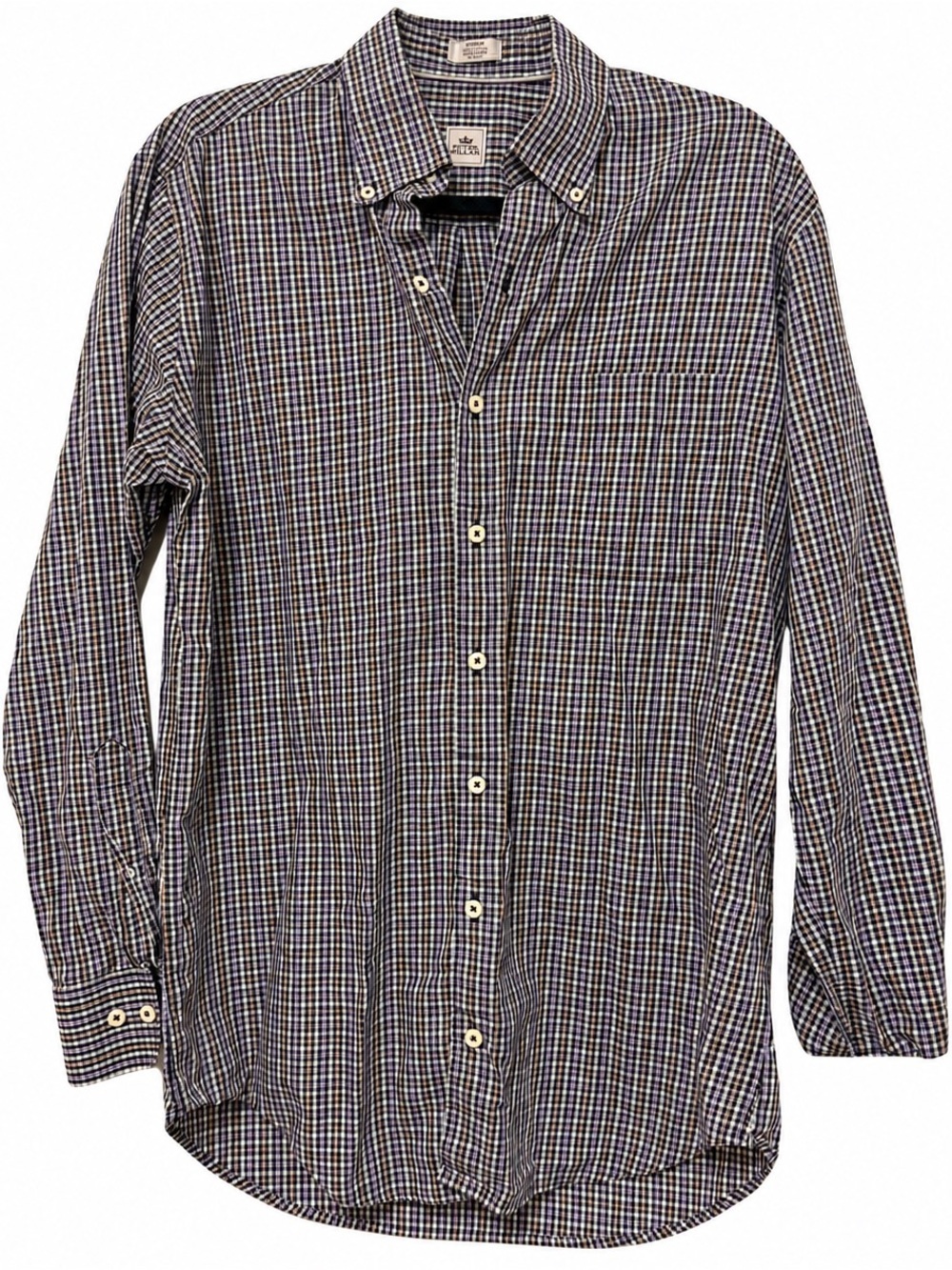 🦕Peter Millar| Men’s Medium Plaid Check Button Down Shirt Cotton Preppy Golf